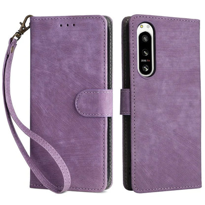 For Sony Xperia 5 IV 5G Case PU Leather Stand Phone Cover RFID Blocking Wallet with Strap
