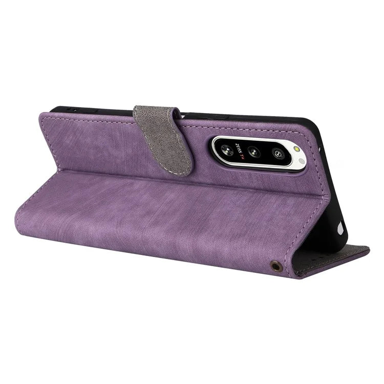 For Sony Xperia 5 IV 5G Case PU Leather Stand Phone Cover RFID Blocking Wallet with Strap