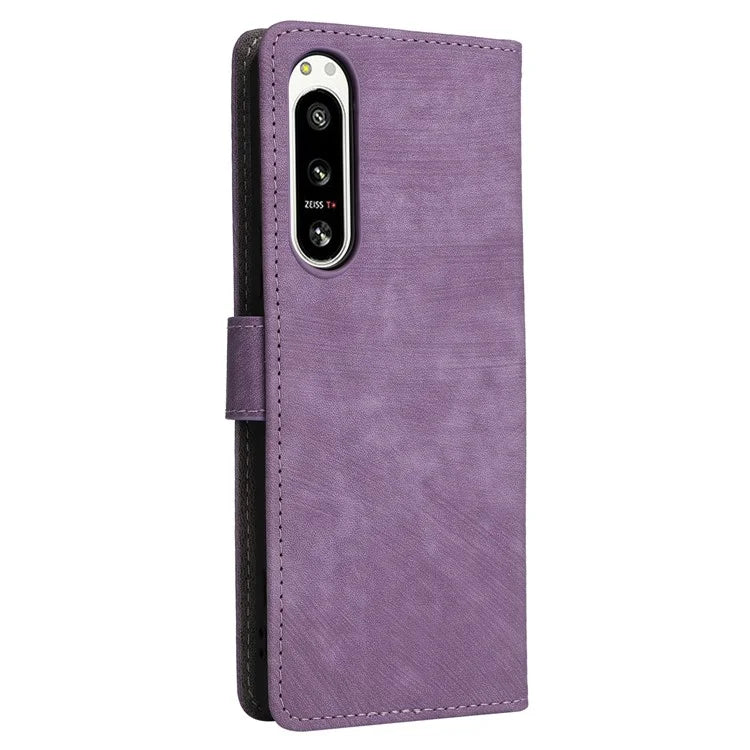 For Sony Xperia 5 IV 5G Case PU Leather Stand Phone Cover RFID Blocking Wallet with Strap