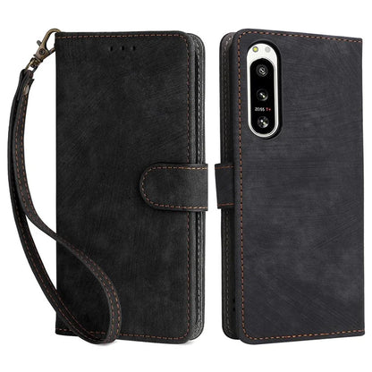 For Sony Xperia 5 IV 5G Case PU Leather Stand Phone Cover RFID Blocking Wallet with Strap