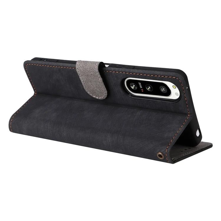 For Sony Xperia 5 IV 5G Case PU Leather Stand Phone Cover RFID Blocking Wallet with Strap