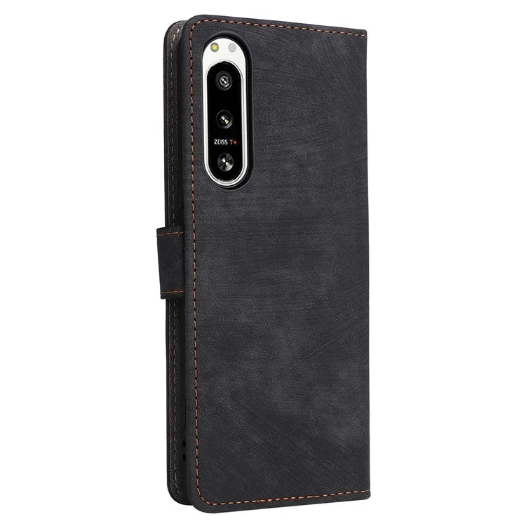For Sony Xperia 5 IV 5G Case PU Leather Stand Phone Cover RFID Blocking Wallet with Strap