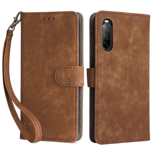 For Sony Xperia 10 II Case Mobile Phone Cover PU Leather RFID Blocking Shell with Strap