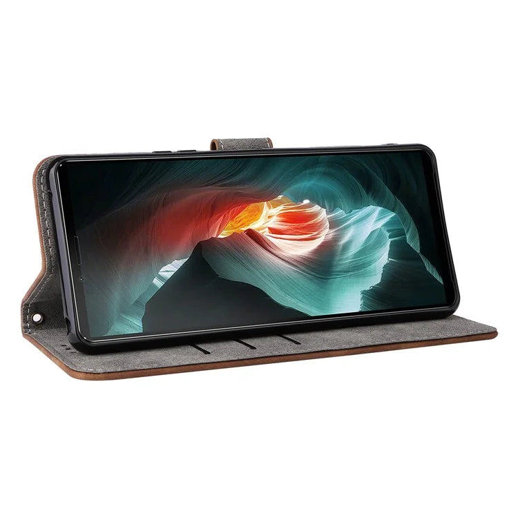 For Sony Xperia 10 II Case Mobile Phone Cover PU Leather RFID Blocking Shell with Strap