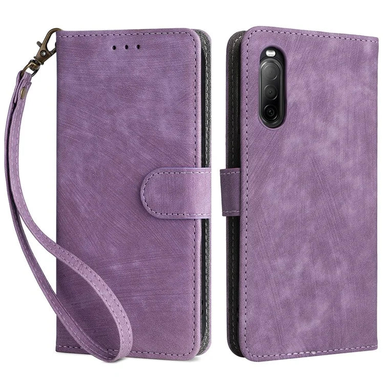 For Sony Xperia 10 II Case Mobile Phone Cover PU Leather RFID Blocking Shell with Strap