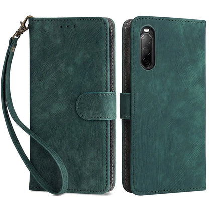 For Sony Xperia 10 II Case Mobile Phone Cover PU Leather RFID Blocking Shell with Strap