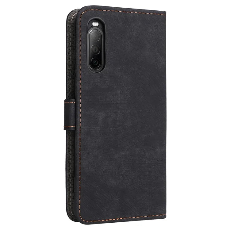 For Sony Xperia 10 II Case Mobile Phone Cover PU Leather RFID Blocking Shell with Strap