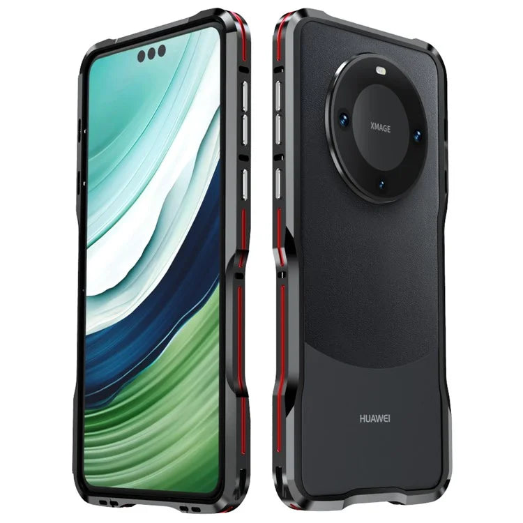 LUPHIE For Huawei Mate 60 Pro+ Bumper Case Anti-impact Metal Phone Protective Frame  /  Red