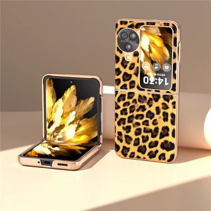 For Oppo Find N3 Flip 5G Leopard Pattern Nano Electroplating Folding Phone Cover