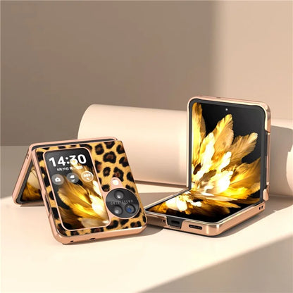 For Oppo Find N3 Flip 5G Leopard Pattern Nano Electroplating Folding Phone Cover