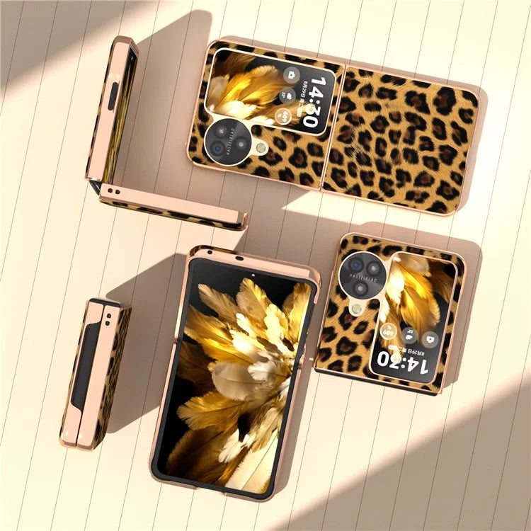 For Oppo Find N3 Flip 5G Leopard Pattern Nano Electroplating Folding Phone Cover