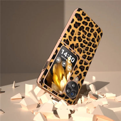 For Oppo Find N3 Flip 5G Leopard Pattern Nano Electroplating Folding Phone Cover