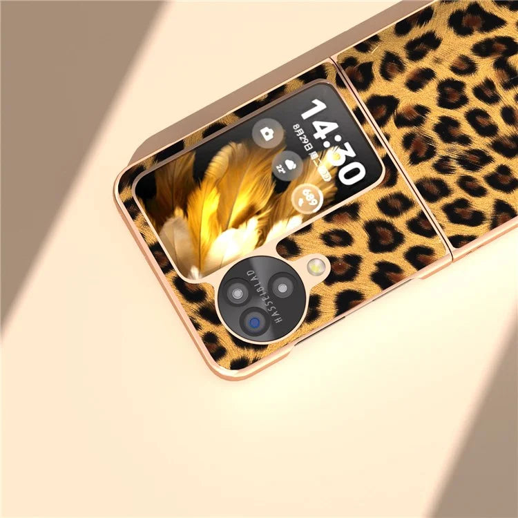 For Oppo Find N3 Flip 5G Leopard Pattern Nano Electroplating Folding Phone Cover