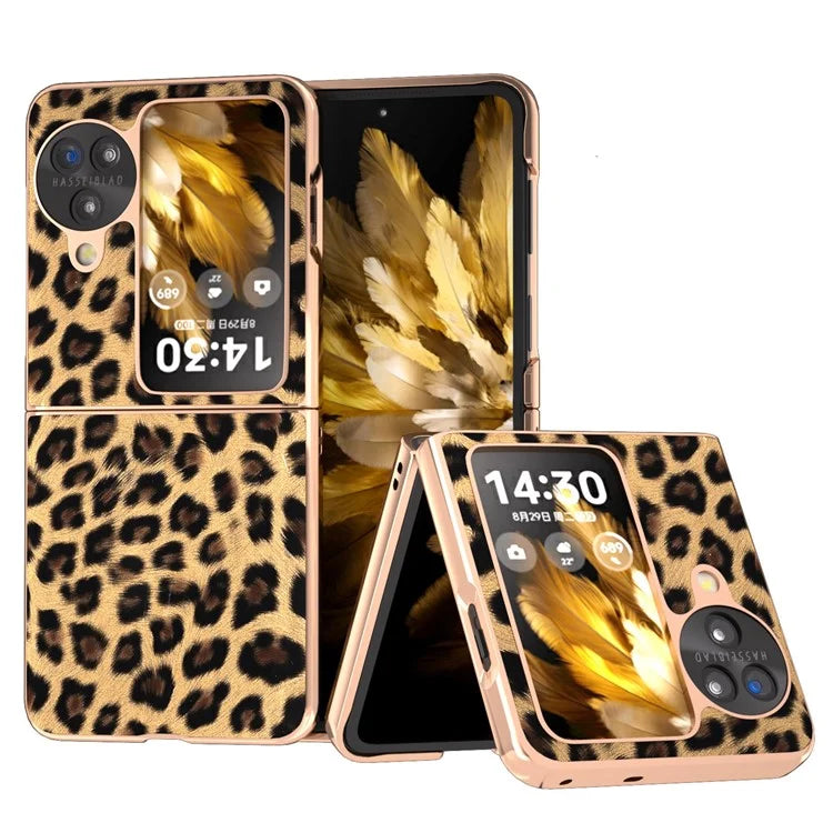 For Oppo Find N3 Flip 5G Leopard Pattern Nano Electroplating Folding Phone Cover