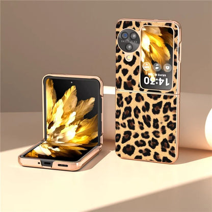 For Oppo Find N3 Flip 5G Leopard Pattern Nano Electroplating Folding Phone Cover