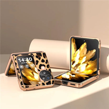 For Oppo Find N3 Flip 5G Leopard Pattern Nano Electroplating Folding Phone Cover