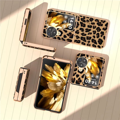 For Oppo Find N3 Flip 5G Leopard Pattern Nano Electroplating Folding Phone Cover