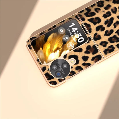 For Oppo Find N3 Flip 5G Leopard Pattern Nano Electroplating Folding Phone Cover