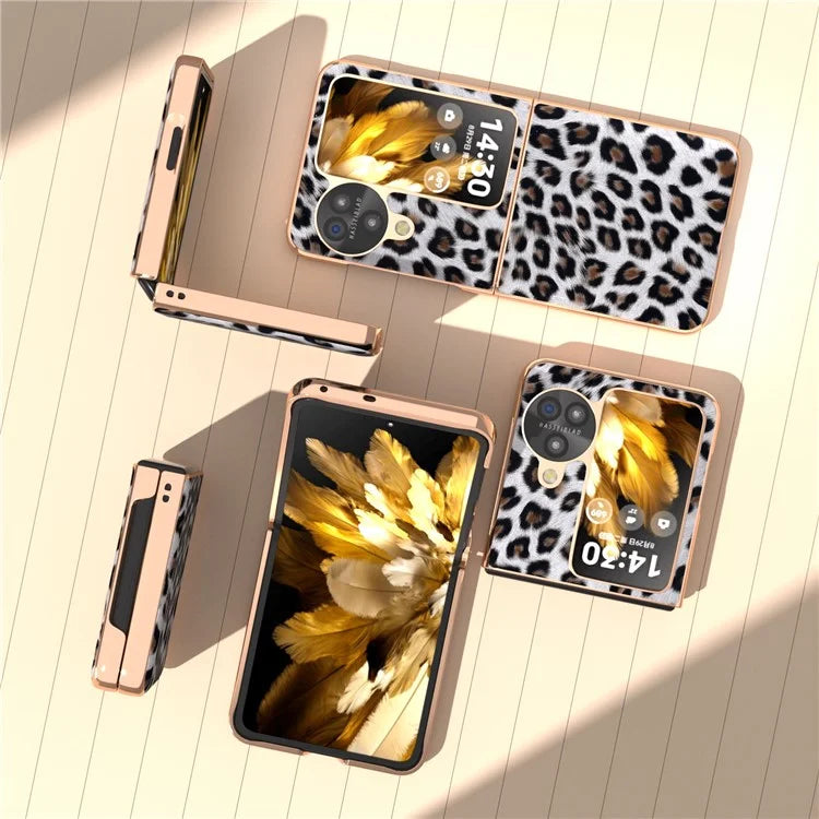 For Oppo Find N3 Flip 5G Leopard Pattern Nano Electroplating Folding Phone Cover