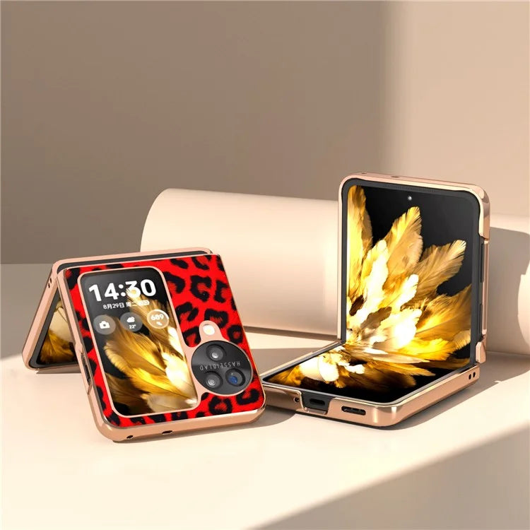 For Oppo Find N3 Flip 5G Leopard Pattern Nano Electroplating Folding Phone Cover