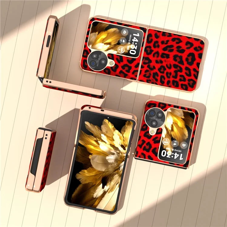 For Oppo Find N3 Flip 5G Leopard Pattern Nano Electroplating Folding Phone Cover