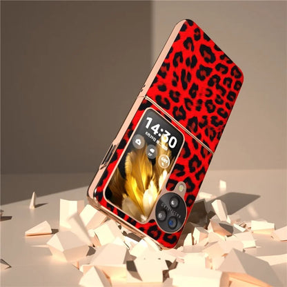 For Oppo Find N3 Flip 5G Leopard Pattern Nano Electroplating Folding Phone Cover