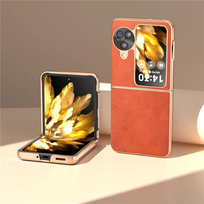 For Oppo Find N3 Flip 5G Case Electroplating PU Leather + PC Phone Cover