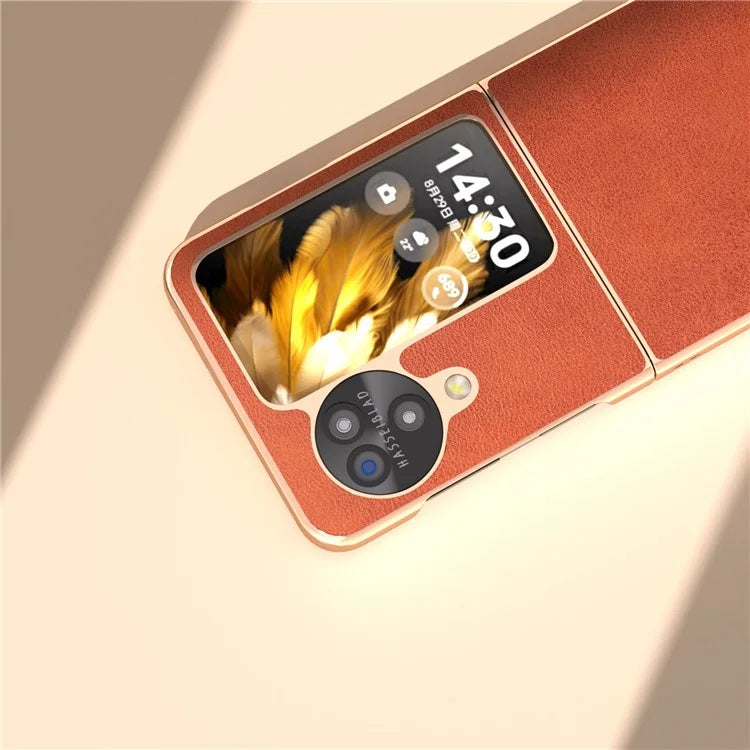 For Oppo Find N3 Flip 5G Case Electroplating PU Leather + PC Phone Cover