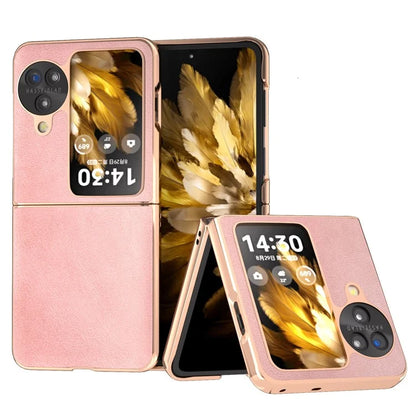 For Oppo Find N3 Flip 5G Case Electroplating PU Leather + PC Phone Cover