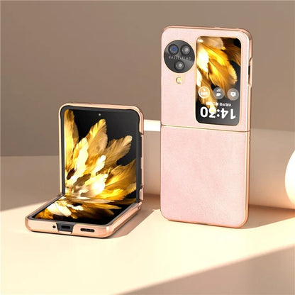 For Oppo Find N3 Flip 5G Case Electroplating PU Leather + PC Phone Cover