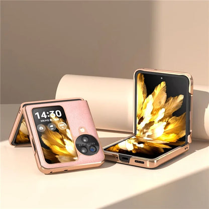For Oppo Find N3 Flip 5G Case Electroplating PU Leather + PC Phone Cover