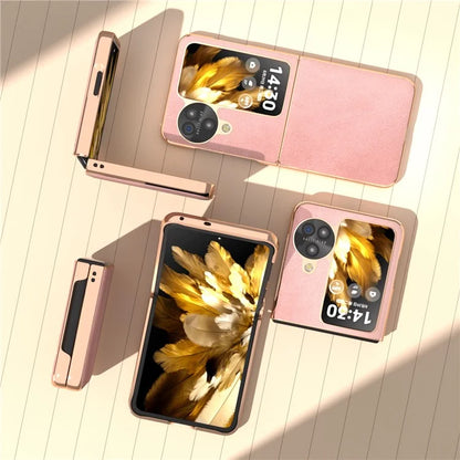 For Oppo Find N3 Flip 5G Case Electroplating PU Leather + PC Phone Cover