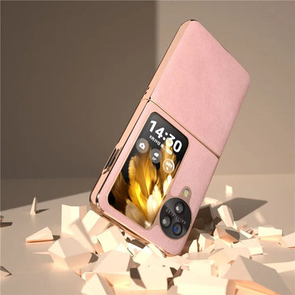 For Oppo Find N3 Flip 5G Case Electroplating PU Leather + PC Phone Cover
