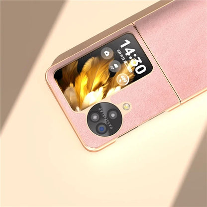For Oppo Find N3 Flip 5G Case Electroplating PU Leather + PC Phone Cover