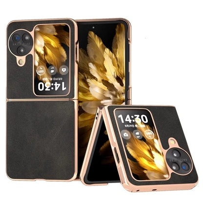 For Oppo Find N3 Flip 5G Case Electroplating PU Leather + PC Phone Cover