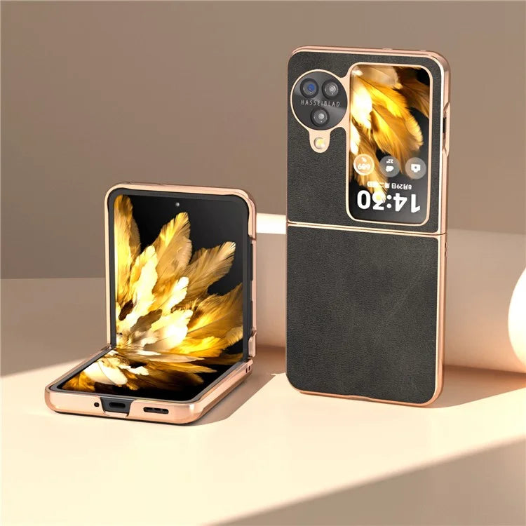 For Oppo Find N3 Flip 5G Case Electroplating PU Leather + PC Phone Cover