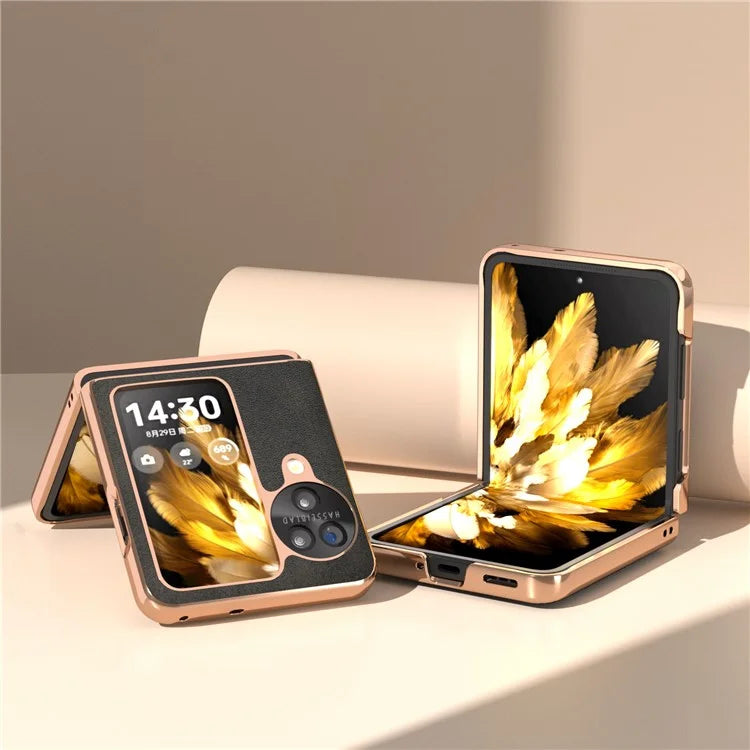 For Oppo Find N3 Flip 5G Case Electroplating PU Leather + PC Phone Cover