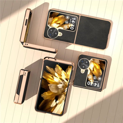 For Oppo Find N3 Flip 5G Case Electroplating PU Leather + PC Phone Cover