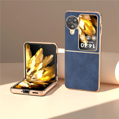 For Oppo Find N3 Flip 5G Case Electroplating PU Leather + PC Phone Cover