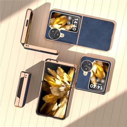 For Oppo Find N3 Flip 5G Case Electroplating PU Leather + PC Phone Cover