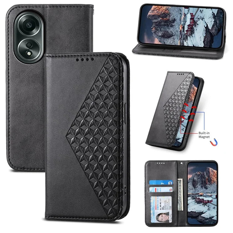 For Oppo A58 4G Case Imprinted PU Leather Phone Cover with Wallet Stand