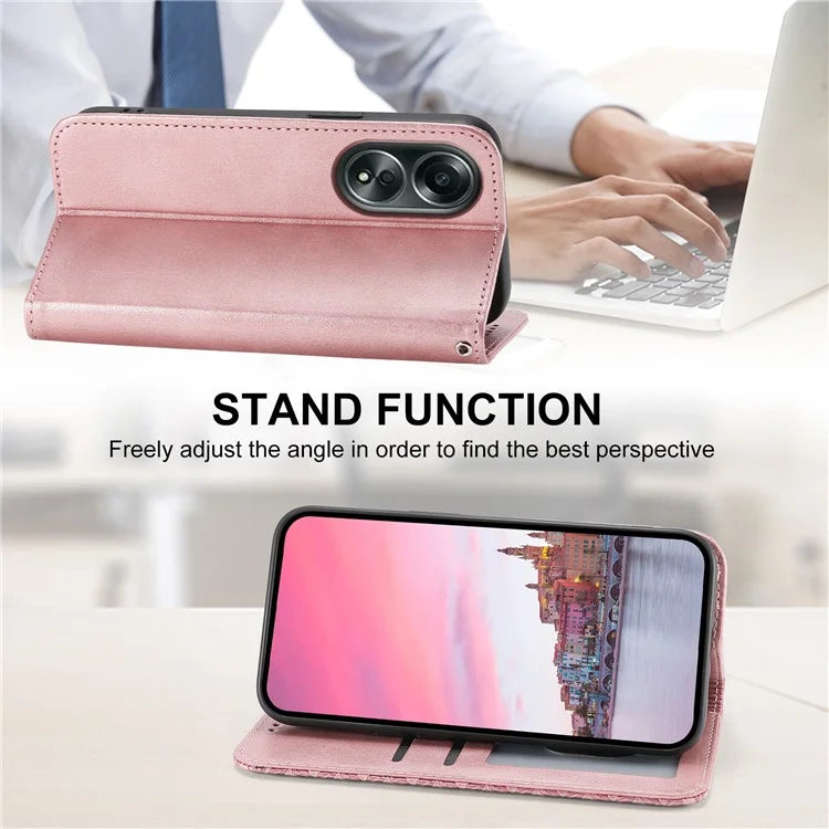 For Oppo A58 4G Case Imprinted PU Leather Phone Cover with Wallet Stand
