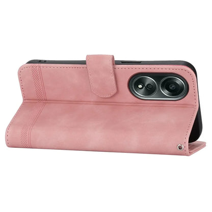 DIERFENG DF-03 Flip Phone Cover for Oppo A58 4G Case Lines Imprinted Wallet Stand Mobile Leather Shell