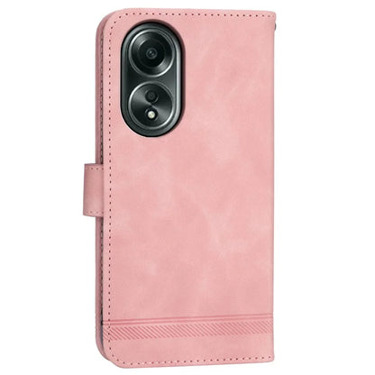 DIERFENG DF-03 Flip Phone Cover for Oppo A58 4G Case Lines Imprinted Wallet Stand Mobile Leather Shell
