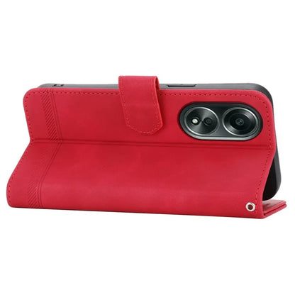 DIERFENG DF-03 Flip Phone Cover for Oppo A58 4G Case Lines Imprinted Wallet Stand Mobile Leather Shell