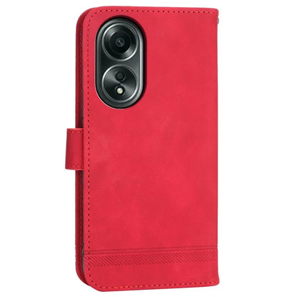 DIERFENG DF-03 Flip Phone Cover for Oppo A58 4G Case Lines Imprinted Wallet Stand Mobile Leather Shell
