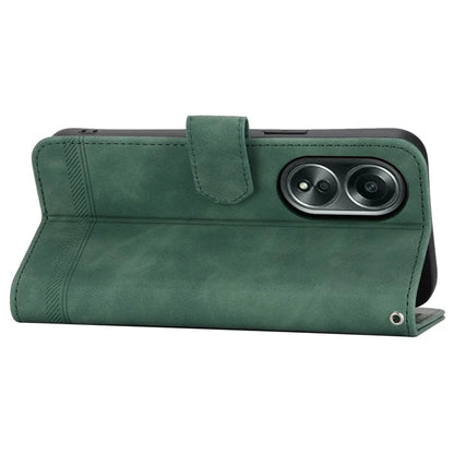 DIERFENG DF-03 Flip Phone Cover for Oppo A58 4G Case Lines Imprinted Wallet Stand Mobile Leather Shell