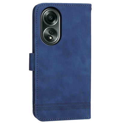 DIERFENG DF-03 Flip Phone Cover for Oppo A58 4G Case Lines Imprinted Wallet Stand Mobile Leather Shell