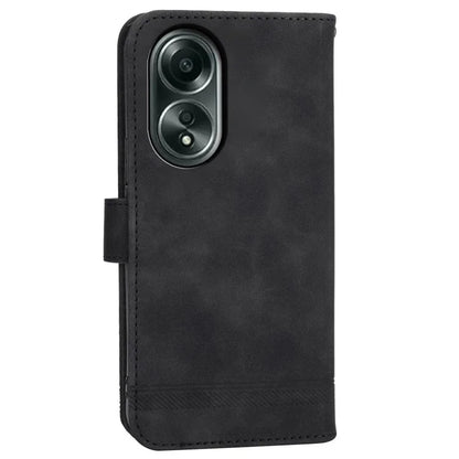 DIERFENG DF-03 Flip Phone Cover for Oppo A58 4G Case Lines Imprinted Wallet Stand Mobile Leather Shell
