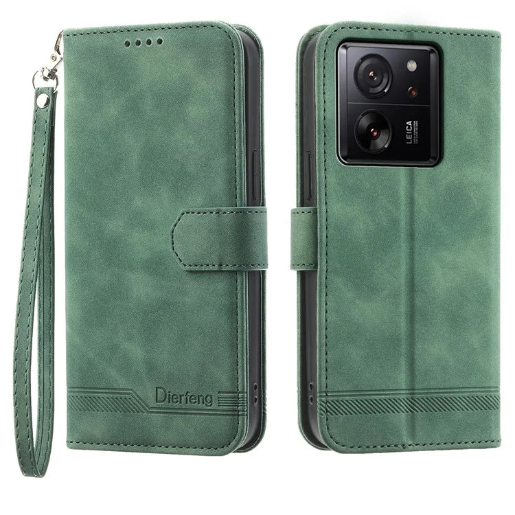 DIERFENG DF-03 For Xiaomi 13T / 13T Pro / Redmi K60 Ultra Case Imprinted Wallet Phone Shell Stand PU Leather Protector